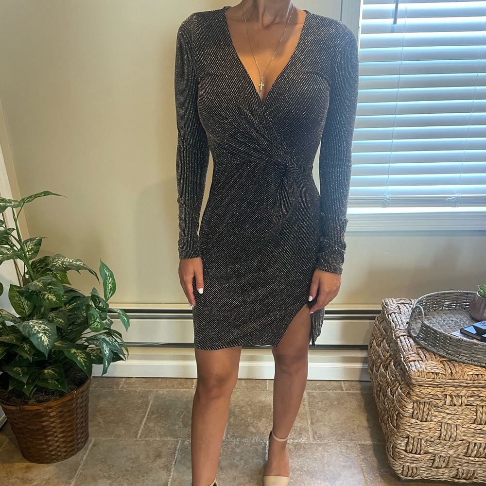 ROWA Black glitter long sleeve dress